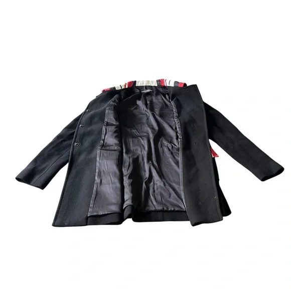 Dolce & Gabbana Black Wool Crepe Contrast Trim Detail Button Front Coat Size 46 - Picture 15 of 16